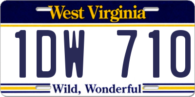 WV license plate 1DW710