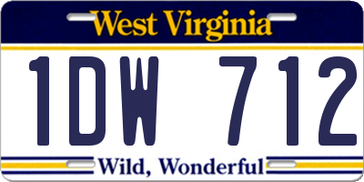 WV license plate 1DW712