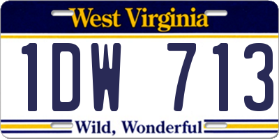 WV license plate 1DW713
