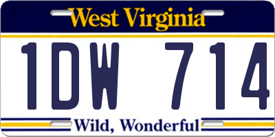 WV license plate 1DW714