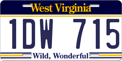 WV license plate 1DW715