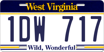 WV license plate 1DW717