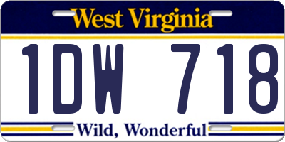 WV license plate 1DW718