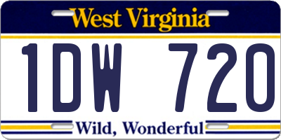 WV license plate 1DW720