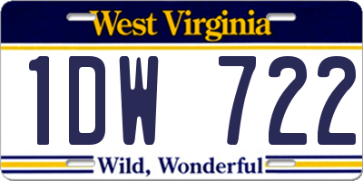 WV license plate 1DW722