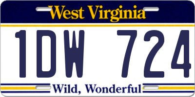WV license plate 1DW724