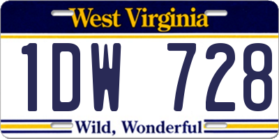 WV license plate 1DW728