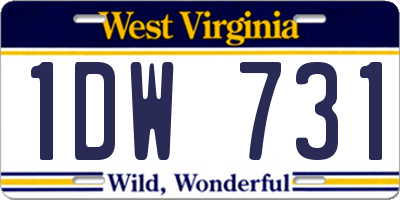 WV license plate 1DW731