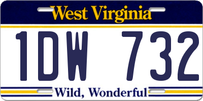 WV license plate 1DW732
