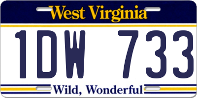WV license plate 1DW733