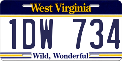 WV license plate 1DW734