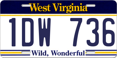 WV license plate 1DW736