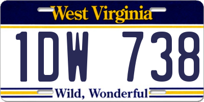 WV license plate 1DW738