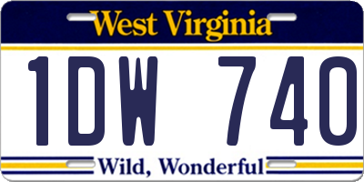 WV license plate 1DW740