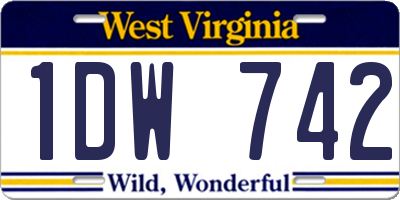 WV license plate 1DW742