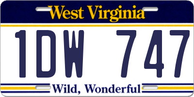 WV license plate 1DW747