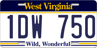 WV license plate 1DW750