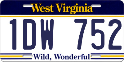 WV license plate 1DW752