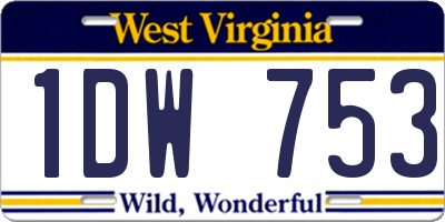 WV license plate 1DW753