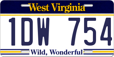 WV license plate 1DW754