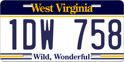 WV license plate 1DW758