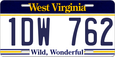 WV license plate 1DW762