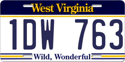 WV license plate 1DW763