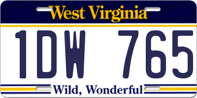 WV license plate 1DW765