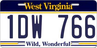 WV license plate 1DW766