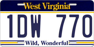 WV license plate 1DW770