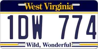 WV license plate 1DW774
