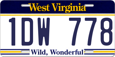 WV license plate 1DW778