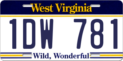 WV license plate 1DW781