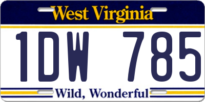 WV license plate 1DW785