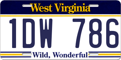 WV license plate 1DW786