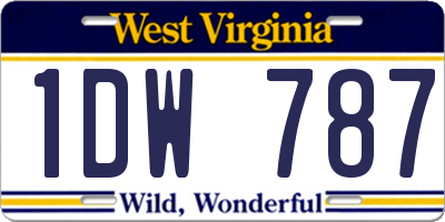 WV license plate 1DW787