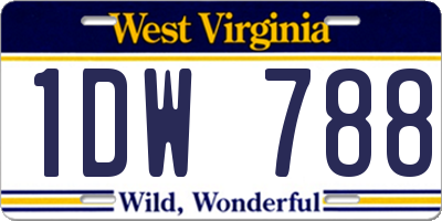 WV license plate 1DW788
