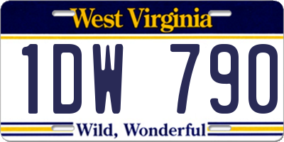 WV license plate 1DW790