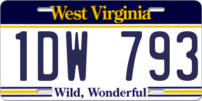 WV license plate 1DW793
