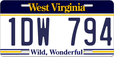 WV license plate 1DW794