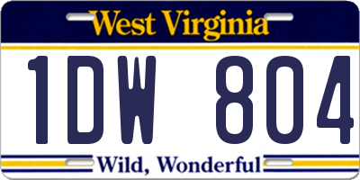 WV license plate 1DW804