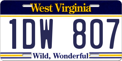 WV license plate 1DW807