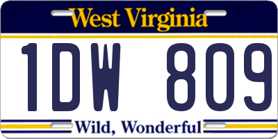 WV license plate 1DW809