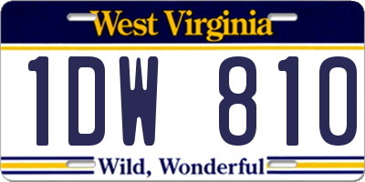 WV license plate 1DW810