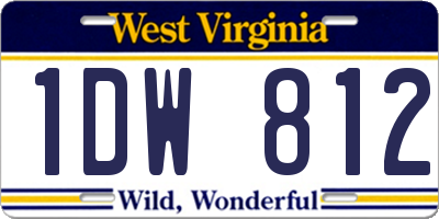 WV license plate 1DW812