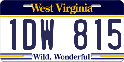 WV license plate 1DW815