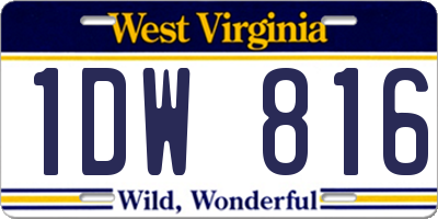 WV license plate 1DW816