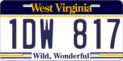 WV license plate 1DW817