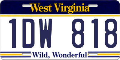 WV license plate 1DW818