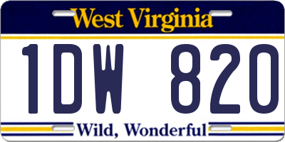 WV license plate 1DW820